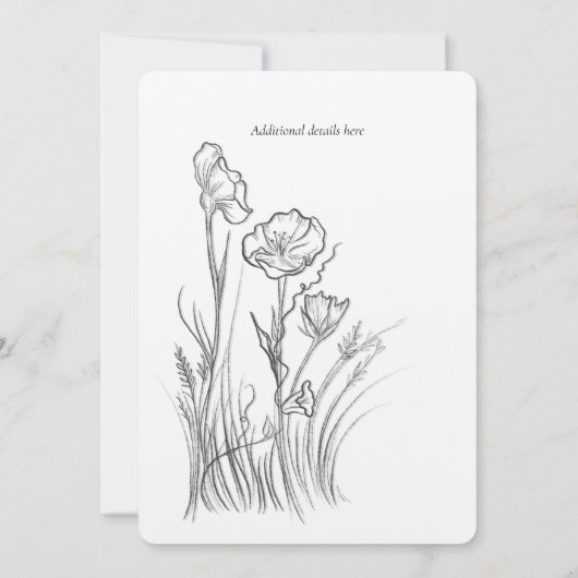 野図解入りの、写真付きの花結婚式招待状 招待状 (裏面)