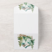 野外の山と松の木QRコード結婚ズ オールインワン招待状 (外側)