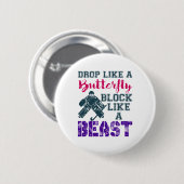 野外ホッケーのゴアリーブロック 缶バッジ (正面&裏面)