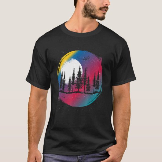 野外野生生物の月光の森フルムーンカラー Tシャツ (正面)