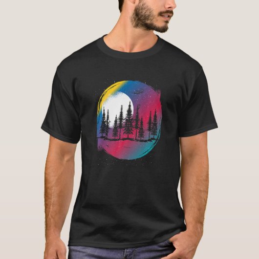野外野生生物の月光の森フルムーンカラー Tシャツ (正面)