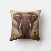 野威厳のある花畑の象 クッション (裏面)