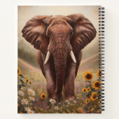 野威厳のある花畑の象 ノートブック (裏面)