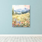 野山のポピー自然のシーン キャンバスプリント (インサイチュ (ウッドフロア))