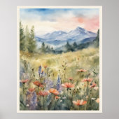 野山のポピー自然のシーン ポスター (正面)
