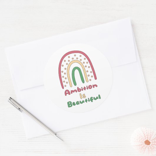 野心は美やる気を起こさせるしい虹 ラウンドシール (封筒)