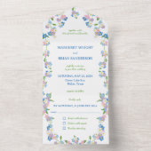 野忘れ花私ではなく青とピンクの水色 オールインワン招待状 (内側)