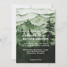 『野性のエメラルドの霧の山の風景結婚』 招待状