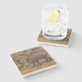 野性の猪が草の生えた風景(Rosa Bonheur) ストーンコースター (横)