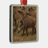 野性の猪が草の生えた風景(Rosa Bonheur) メタルオーナメント (右)