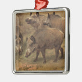野性の猪が草の生えた風景(Rosa Bonheur) メタルオーナメント (左)