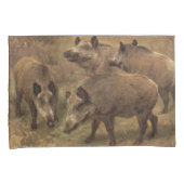 野性の猪が草の生えた風景(Rosa Bonheur) 枕カバー (正面右)