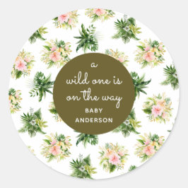 野性の馬が紅葉の途中で赤ん坊のシャワーを浴びる ラウンドシール