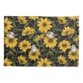 野性ヒマワリと金山鳥/黄色とgr 枕カバー (裏面-左)