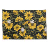 野性ヒマワリと金山鳥/黄色とgr 枕カバー (裏面-右)