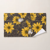 野性ヒマワリと金山鳥/黄色 バスタオルセット (ハンドタオル)