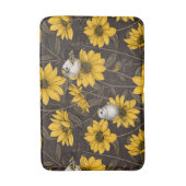野性ヒマワリと金山鳥/黄色 バスマット (正面縦)