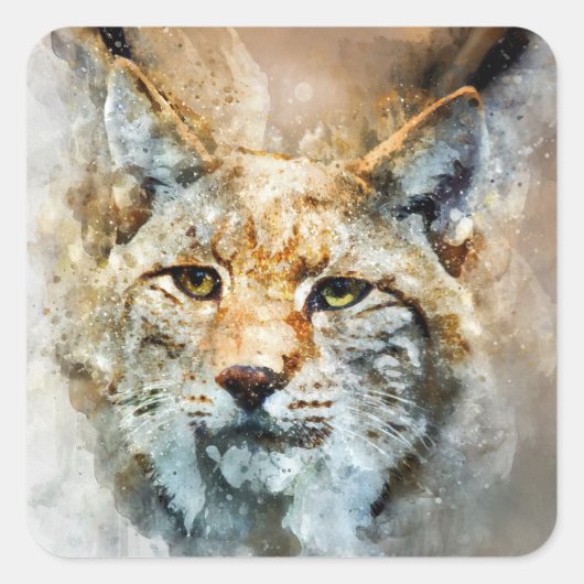 野性猫用ステッカー スクエアシール (正面)