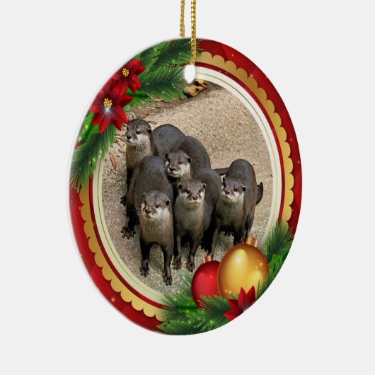 野性生物のカワウソのかわいいクリスマス動物 セラミックオーナメント (右)