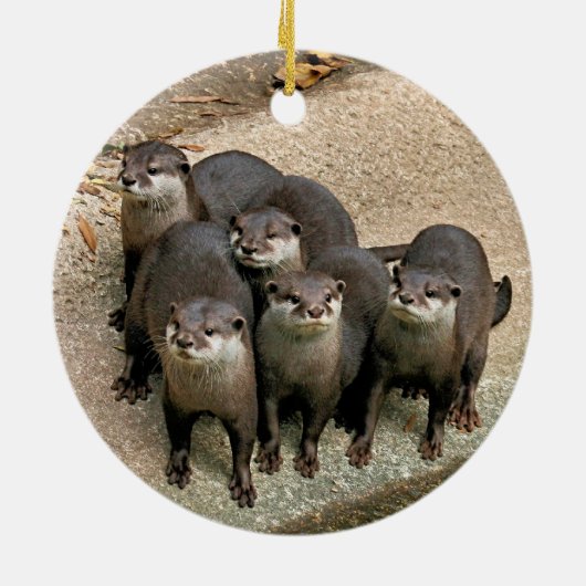 野性生物のカワウソのクリスマスのオーナメント セラミックオーナメント (裏面)