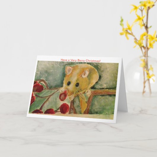 野性生物のクリスマスカード分野マウスの食べ物の果実 カード (黄色い花)