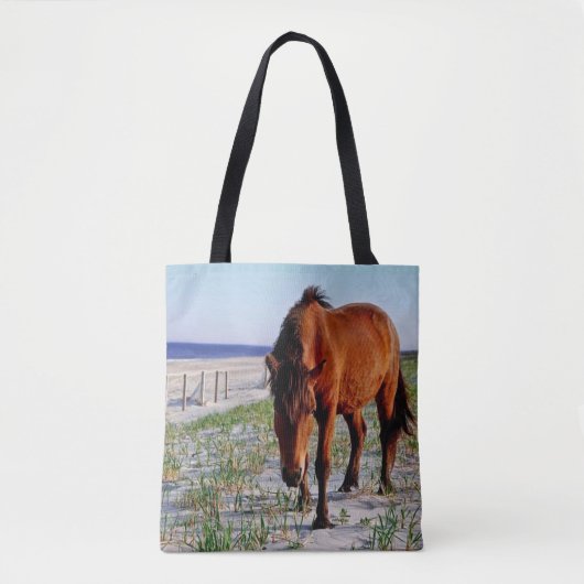 野性生物のトート、野生の馬、Assateagueの島 トートバッグ (正面)