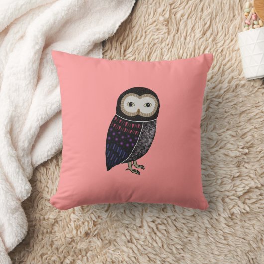 野性生物のフクロウの森林かわいくおもしろいな野生のフクロウのグラフィック クッション (ブランケット)