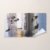 野性生物のBathタオルを飛ばしているSandhillクレーン鳥 バスタオルセット (ハンドタオル)