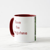 野性生物を救って下さい: 雨林のかわいいオランウータン マグカップ (正面左)