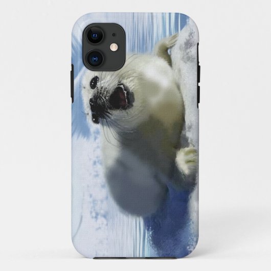 野性生物サポータのためのかわいいタテゴトアザラシ及び氷の芸術 Case-Mate iPhoneケース (裏面)