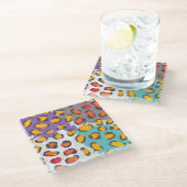 野性生物動物パターン ガラスコースター (アングル)