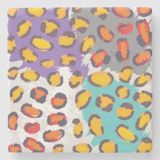 野性生物動物パターン ストーンコースター (正面)