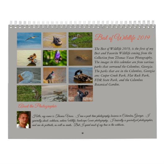 野性生物2019年のベスト カレンダー (裏面)