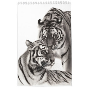 野性絵を描と家庭の猫科の動物 カレンダー