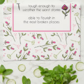 野感動的花模様の引用文 キッチンタオル (折り畳み)