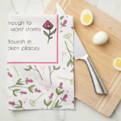 野感動的花模様の引用文 キッチンタオル (四つ折り)