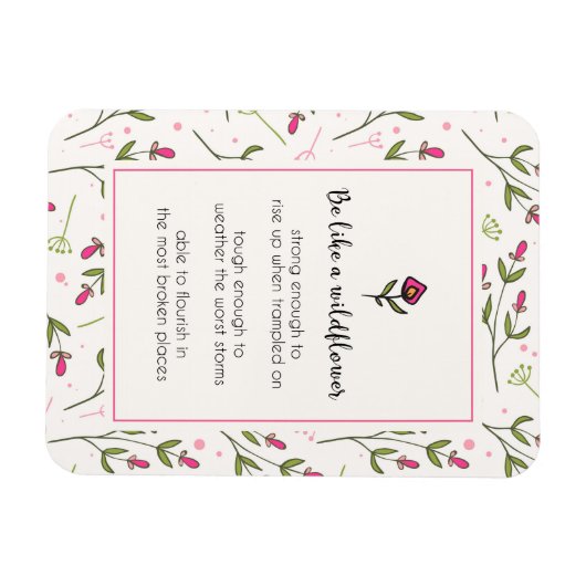 野感動的花模様の引用文 マグネット (横)