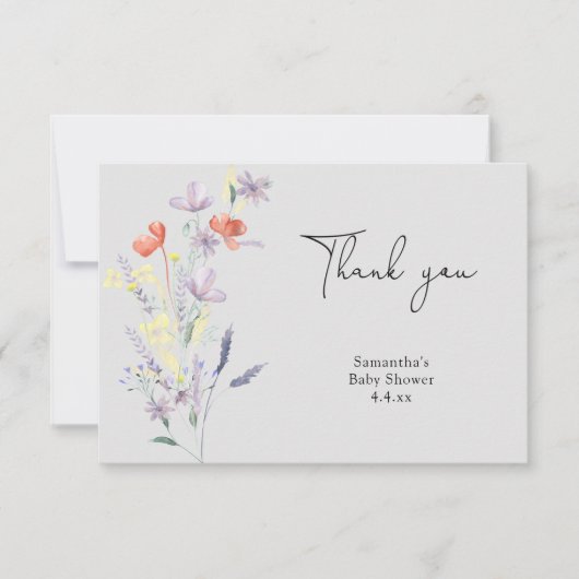 野感謝してい花の赤ちゃん サンキューカード (正面)