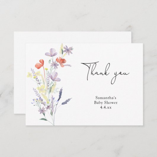 野感謝してい花の赤ちゃん サンキューカード (正面/裏面)