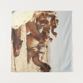 野戦のラクダ五頭 タペストリー (正面(横))