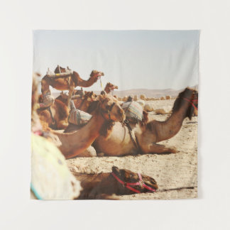 野戦のラクダ五頭 タペストリー