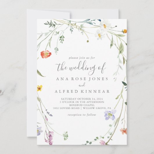 野数々の色フローラ結婚の 招待状 (正面)