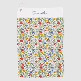 野数々の花パーソナライズされたフローラかわいらし色 ゴルフタオル