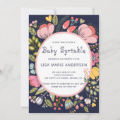 野数々の花牧草地ネイビーベビー 招待状 (正面)