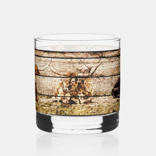 野木材に敷設されたロングホーン動揺して群 ウイスキーグラス (左)