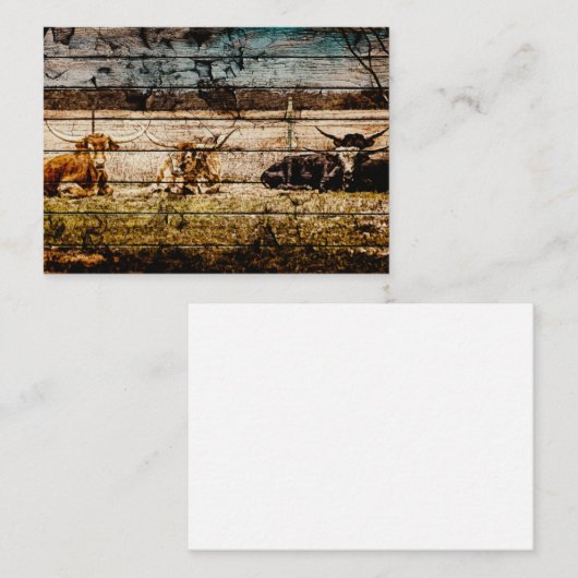 野木材に敷設されたロングホーン動揺して群 ノートカード (正面/裏面)