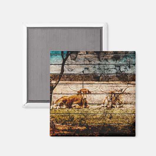 野木材に敷設されたロングホーン動揺して群 マグネット (正面/裏面)