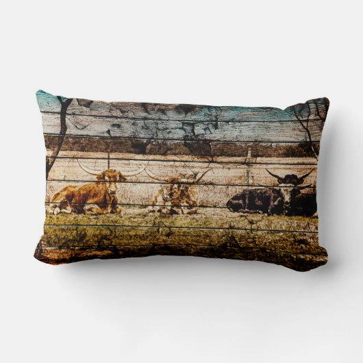 野木材に敷設されたロングホーン動揺して群 ランバークッション (裏面)