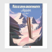 野沢温泉スキーに行く日本 シール (シート)