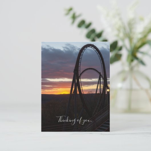 野火の考え葉書の上の日没 ポストカード (スタンド正面)